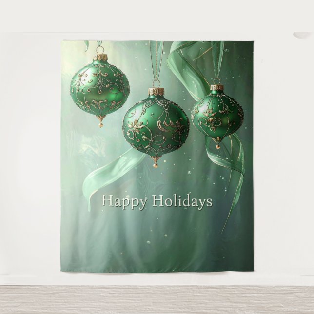 Tenture Green Christmas Ball Holiday Backdrop (Devant)