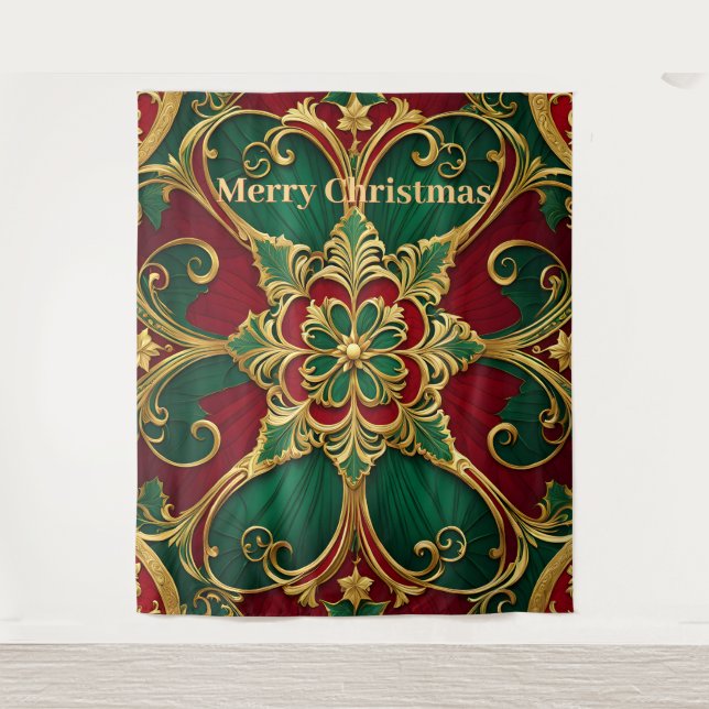 Tenture Green Red Christmas Holiday (Devant)