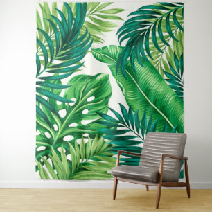 Tenture Green Tropical Palm Banana Monstera Feuille