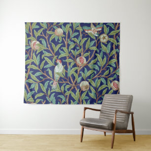 Tenture Grenade et petit oiseau, William Morris