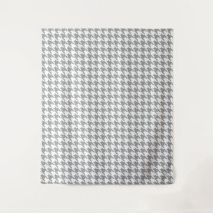 Tenture Gris cendré blanc carreaux pied de poule