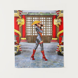 Tenture Guerrière asiatique Fantasy Illustration de Samour