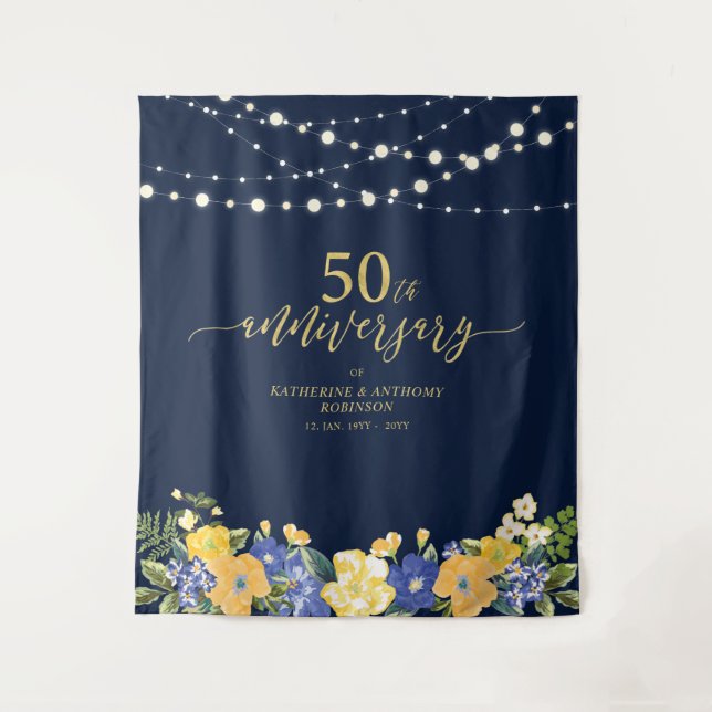 Tenture Guirlandes Lumineuses & Fleurs 50e Anniversaire de (Devant)