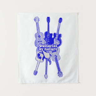 Tenture Guitariste par nature. Guitare bleue vintage