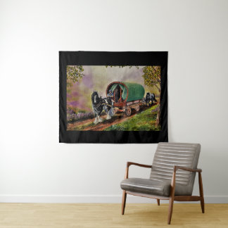 Tenture Gypsy Vanner Horse irlandais Caravan Wagon Tapisse