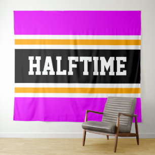 Tenture HALFTIME Bright Tropical Pink Black Racing Stripes