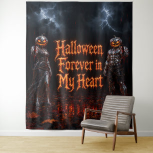 Tenture Halloween à jamais dans mon cœur Citrouille gothiq