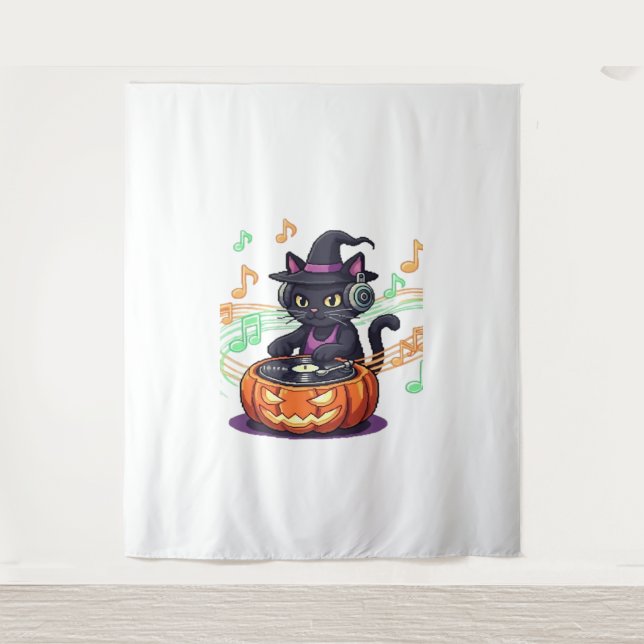 Tenture Halloween chat Dj T-shirt surdimensionné (Devant)