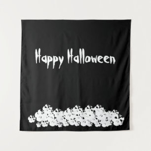 Tenture Halloween crânes blancs noirs empiler texte person