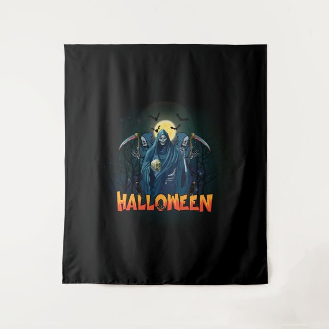 Tenture Halloween de nuit squelette effrayant, Mon humeur  (Devant)