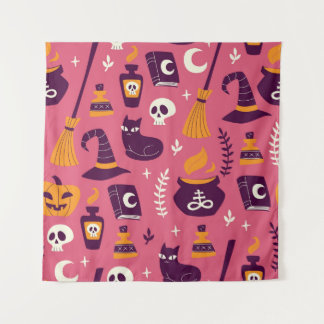 Tenture Halloween dessiné à la main, motif éffrayant sans