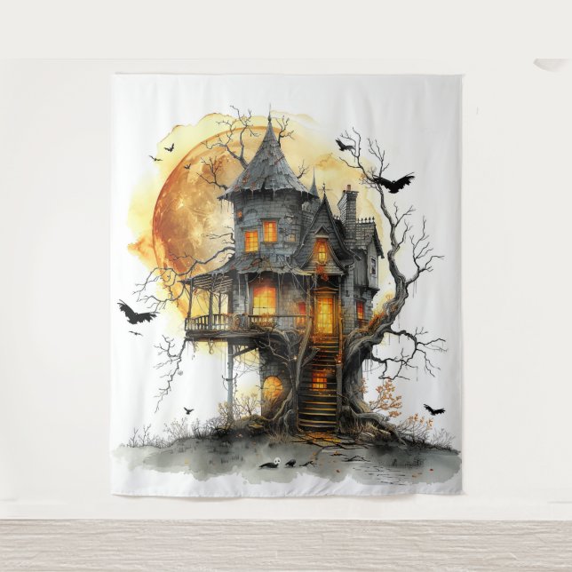 Tenture Halloween du Manoir Lune (Devant)
