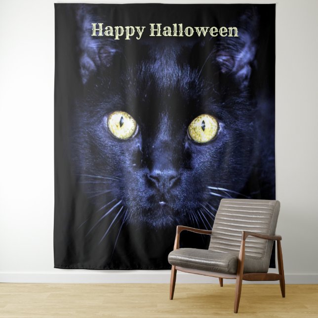 Tenture Halloween fête peur Chat noir Horreur Nuit (En situation)