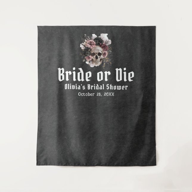 Tenture Halloween Floral Skull Bride ou Fête des mariées d (Devant)