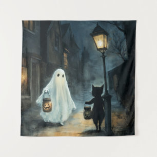 Tenture Halloween Ghost et Rencontre de chat