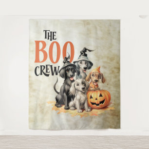 Tenture Halloween Scary Boo Chiens d'équipage Orange Citro