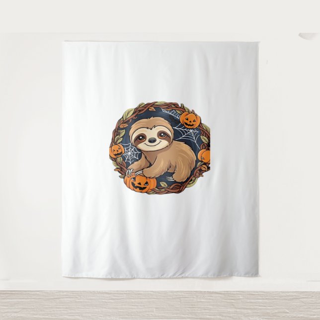 Tenture Halloween, Sloth, 31 octobre, Thanksgiving Class (Devant)