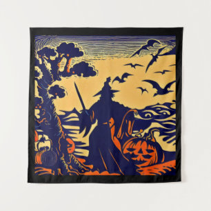Tenture Halloween - Style de gravure sur bois 5