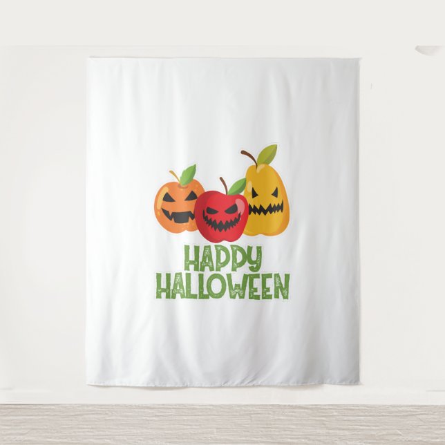 Tenture Halloween Vegan Happy Halloween Citrouille Végétar (Devant)