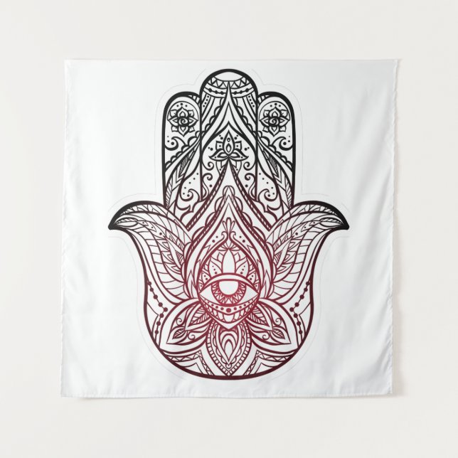 Tenture Hamsa avec motif boho (Devant)