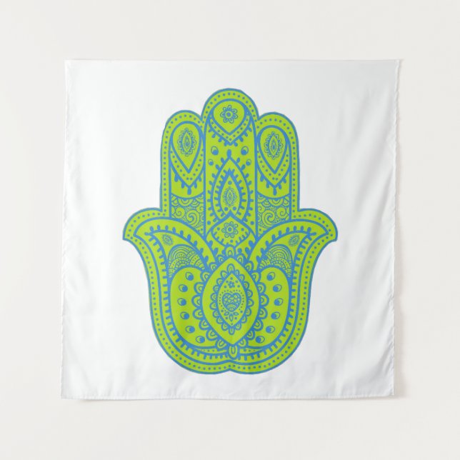 Tenture Hamsa Design Vert & Blanc fond (Devant)