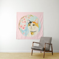 Hanami | Calico Chat et l'aquarelle de la fleur de