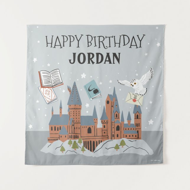 Tenture Harry Potter | Château de Hogwarts Joyeux annivers (Devant)