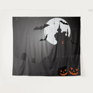 Tenture Haunted Castle Pleine lune Halloween Fond photo