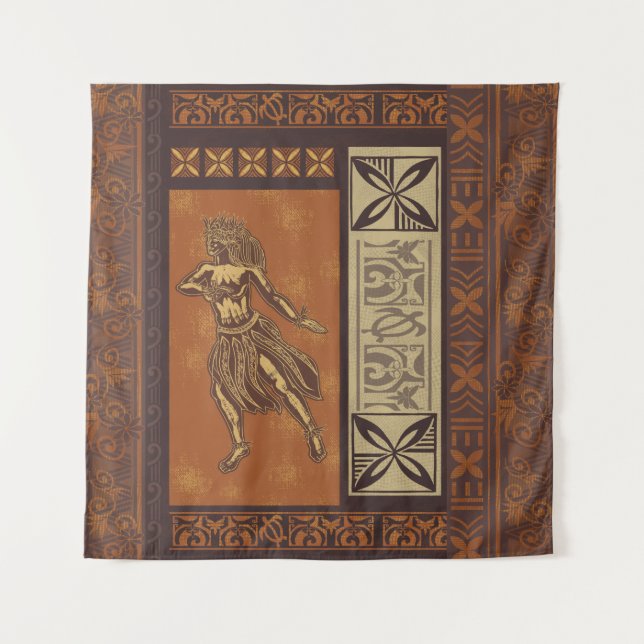 Tenture Hawaï - Samoan Hula Tapa Board Imprimer (Devant)