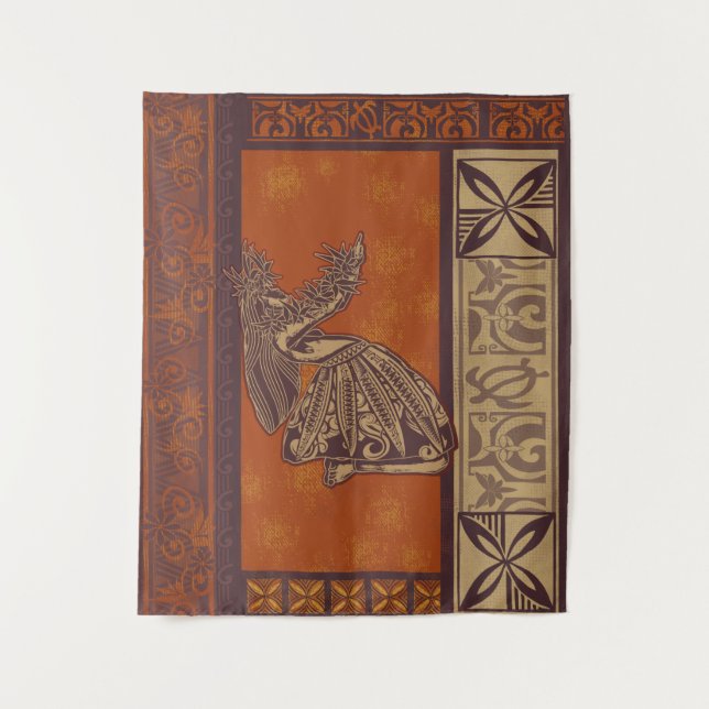 Tenture Hawaïen - Samoan - Danseuse polynésienne Hula (Devant)