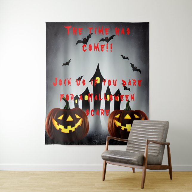 Tenture Heure de fête d'Halloween Rejoignez si vous osez (En situation)