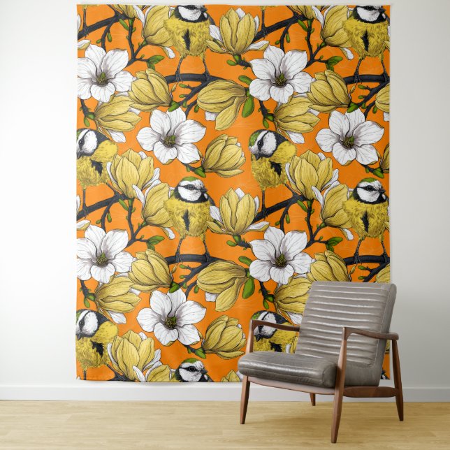 Tenture Heure du printemps en jaune (En situation)