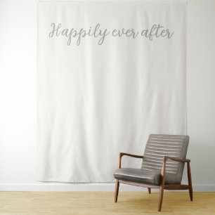Tenture Heureux Jamais après Pearl White Argent fond