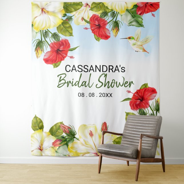 Tenture Hibiscus Hawaiian Tropical Floral Mariage Contexte (En situation)