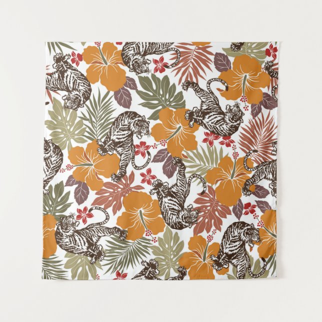 Tenture Hibiscus tiger motif (Devant)