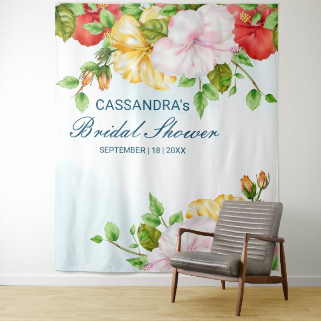Tenture Hibiscus Tropical Floral Mariage Contexte (En situation)