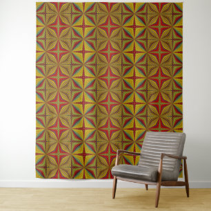 Tenture Hippie bohème Rouge Jaune Vintage Tribal Ethnie