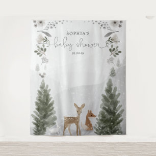Tenture Hiver Boho Woodland Baby shower Contexte