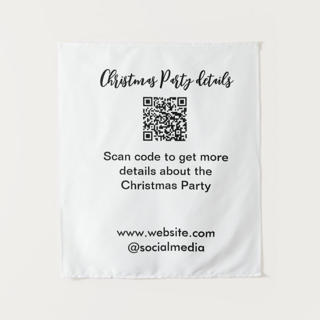Tenture Holiday party Scan QR code details website social  (Devant)