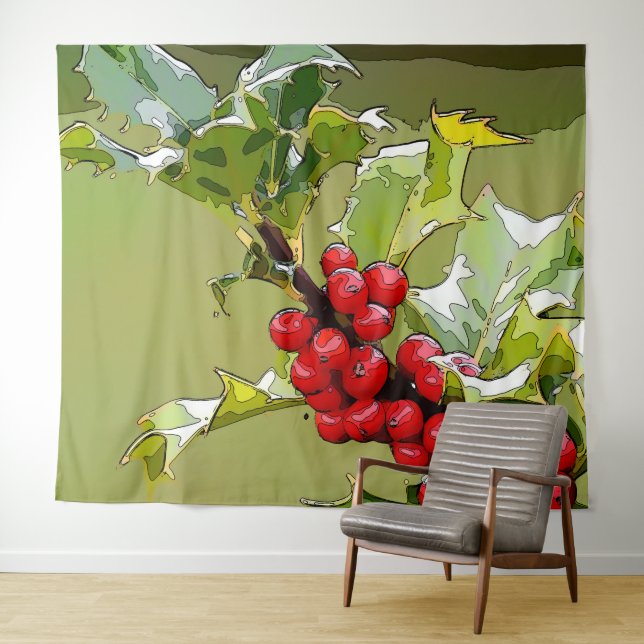 Tenture Holly Berries 005 (En situation (horizontale))