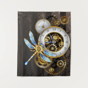 Tenture Horloge à vapeur avec libellule mécanique
