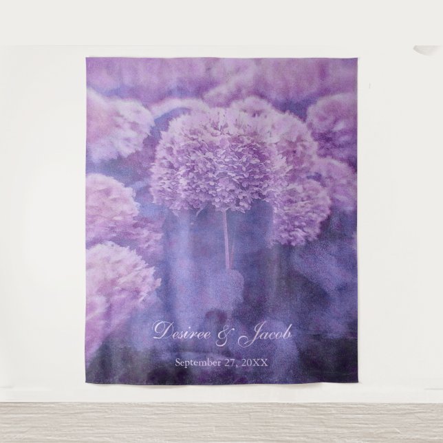 Tenture Hydrangea Purple Floral Mariage fond photo (Devant)