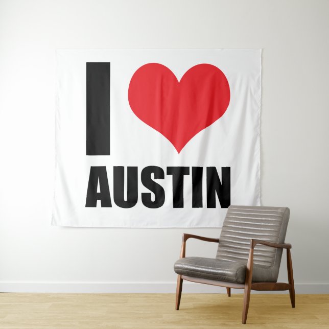 Tenture I Love Austin (En situation (horizontale))