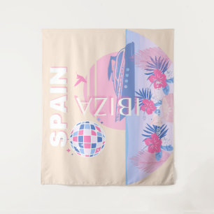 Tenture Ibiza, Espagne, Art Voyage, Art Preppy, Rose, Past