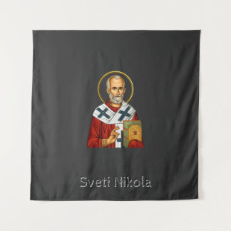 Tenture icône orthodoxe serbe de lettre de saint Nicolas 