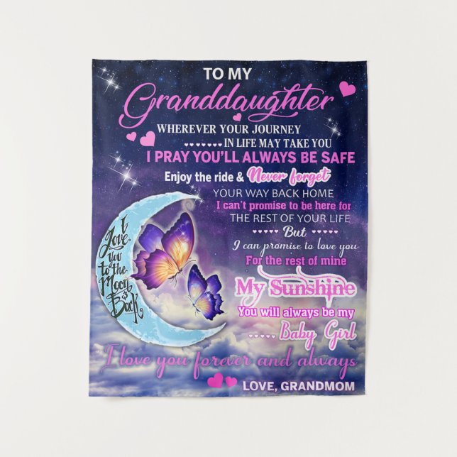 Tenture Idée cadeau d'anniversaire papillons pour ma petit (Devant)