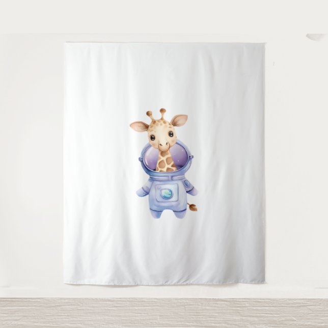 Tenture Illustration classique de l'astronaute Giraffe (Devant)