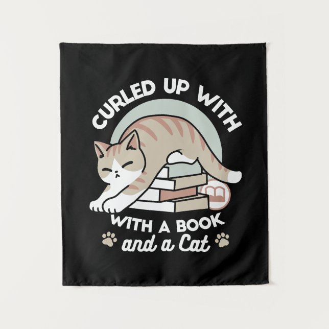 Tenture Illustration de chat Lover - Curled Up & Cosy (Devant)