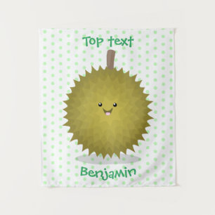 Tenture Illustration de dessin animé de durian mignon et h