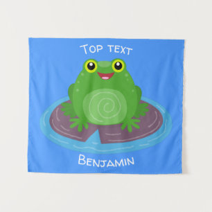 Tenture Illustration de dessin animé de grenouille verte h